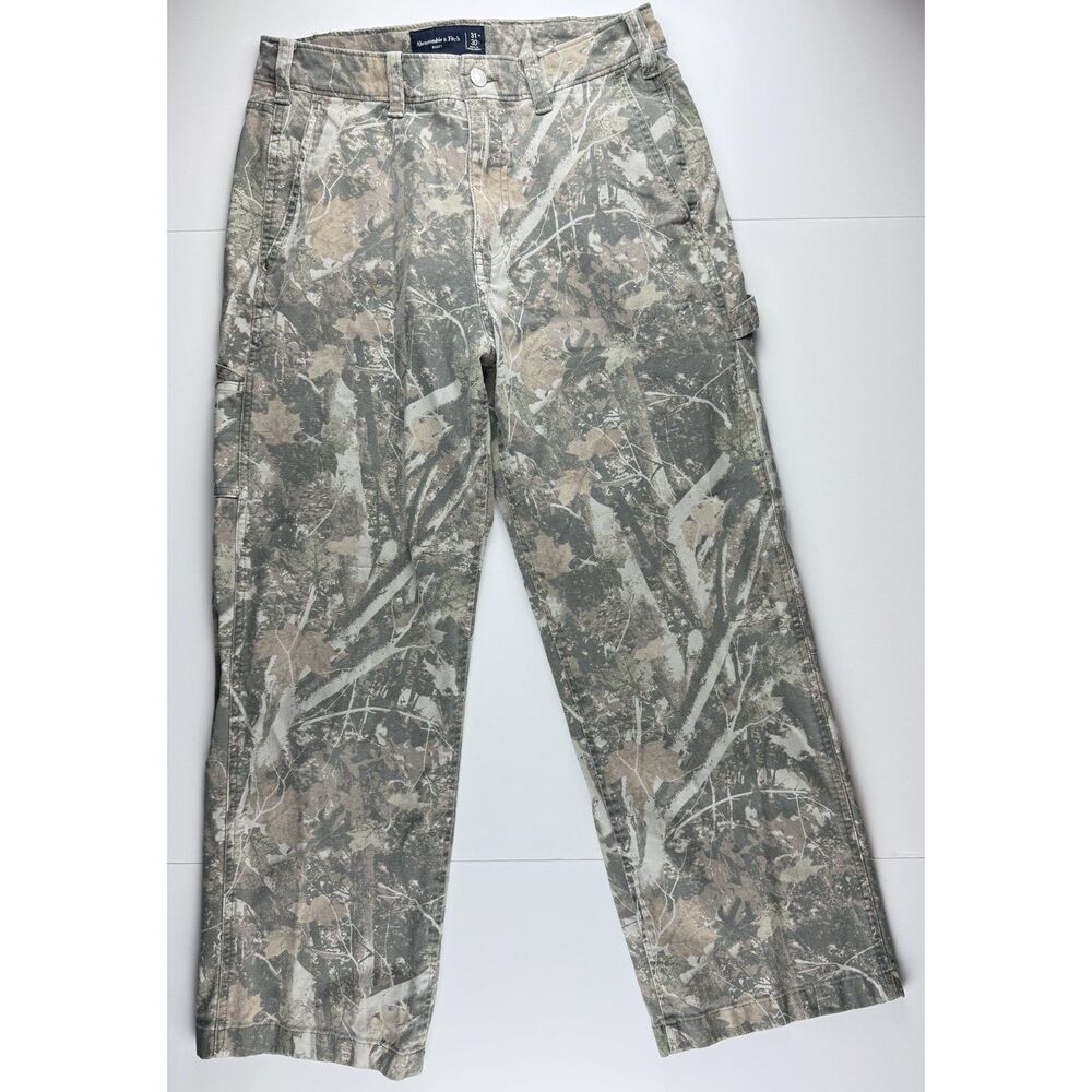 Abercrombie & Fitch Baggy Jeans Tree Camo Print Wide Leg Women's 31 x 30